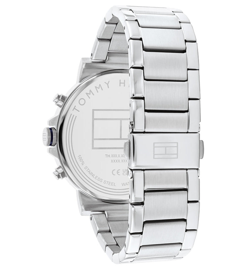  Shop Authentic Tommy Hilfiger Tyson Chronograph Blue Dial Silver Steel Strap Watch For Men - 1710588 - Luxxuri