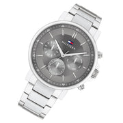  Shop Authentic Tommy Hilfiger Tyson Chronograph Grey Dial Silver Steel Strap Watch For Men - 1710604 - Luxxuri