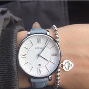  Shop Authentic Fossil Jacqueline White Dial Light Blue Leather Strap Watch for Women - ES3821 - Luxxuri