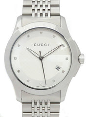  Shop Authentic Gucci G Timeless Diamonds Silver Dial Silver Steel Strap Watch For Men - YA126404 - Luxxuri