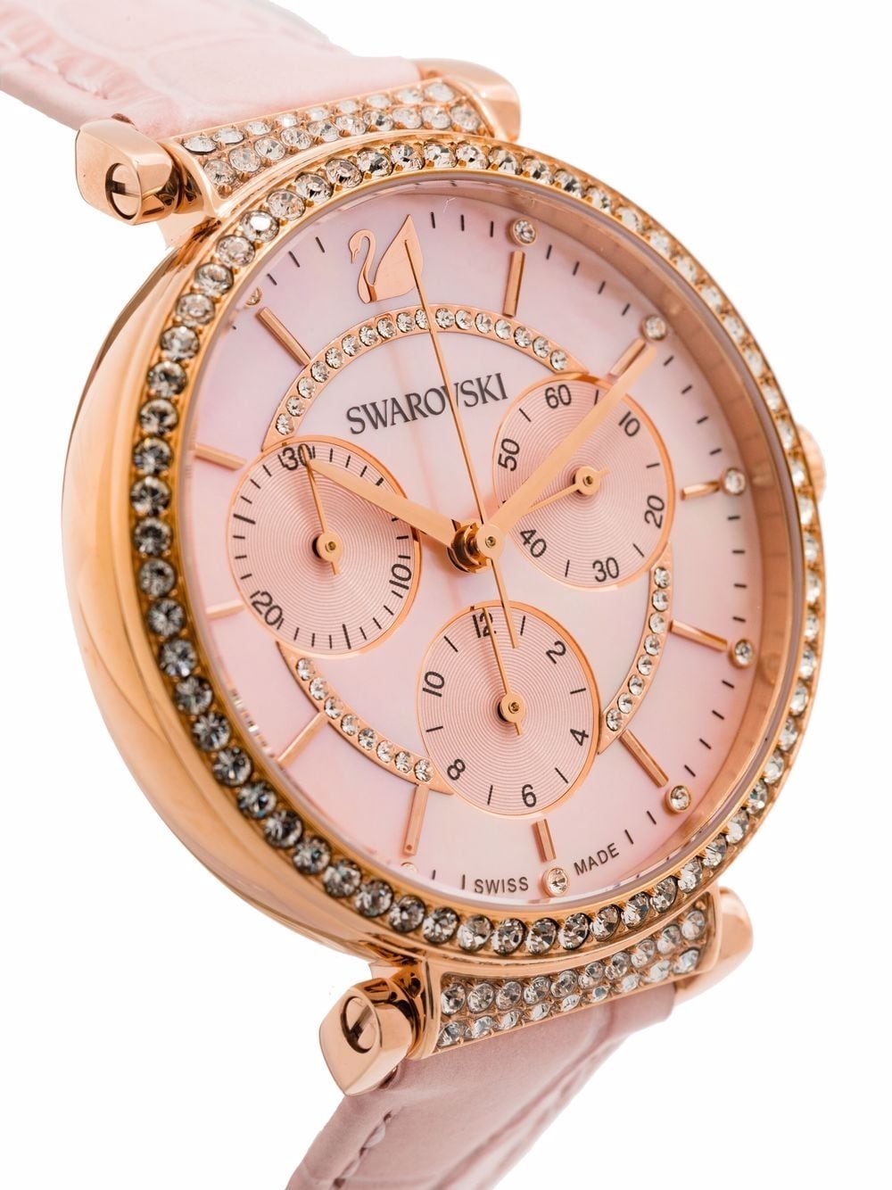  Shop Authentic Swarovski Passage Chrono Pink Dial Pink Leather Strap Watch for Women - 5580352 - Luxxuri