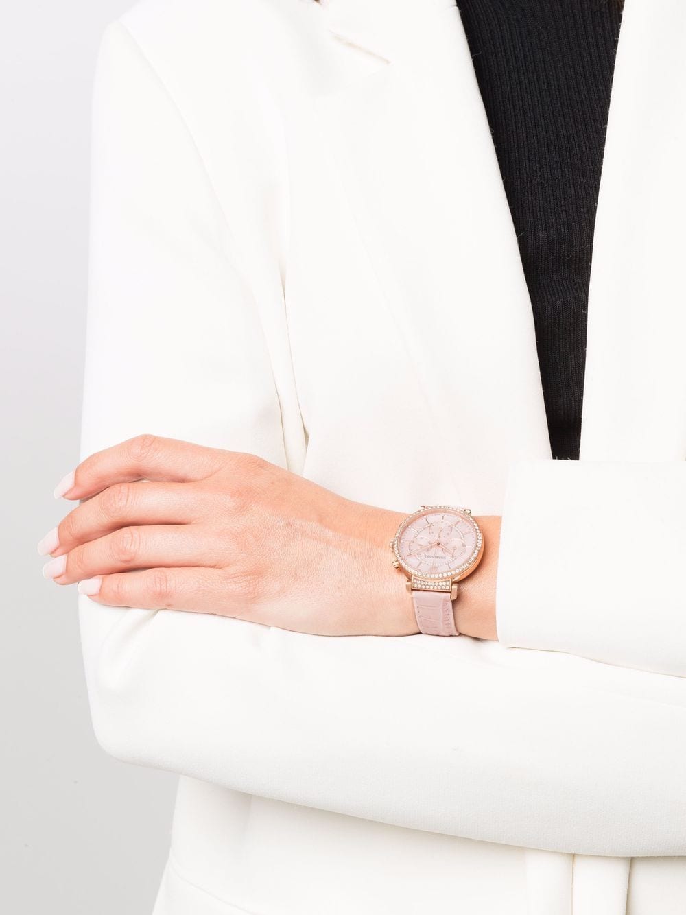  Shop Authentic Swarovski Passage Chrono Pink Dial Pink Leather Strap Watch for Women - 5580352 - Luxxuri