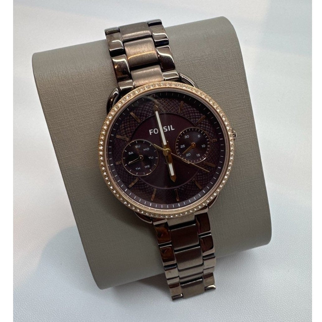  Shop Authentic Fossil Tailor Analog Brown Dial Brown Steel Strap Watch for Women - ES4258 - Luxxuri