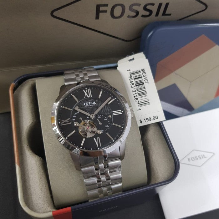 Shop Authentic Fossil Townsman Black Dial Silver Steel Strap Watch for Men - ME3107 - Luxxuri
