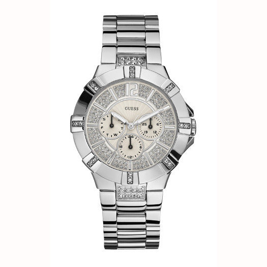  Shop Authentic Guess Vista Diamonds Silver Dial Silver Steel Strap Watch for Women - W12080L1 - Luxxuri