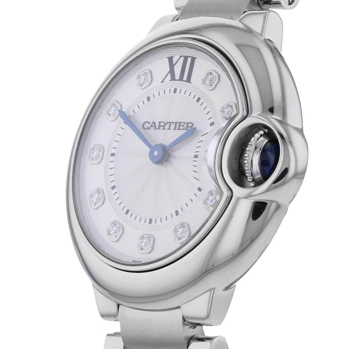  Shop Authentic Cartier Ballon Bleu de Cartier Diamonds Silver Dial Silver Steel Strap Watch for Women - WE902073 - Luxxuri