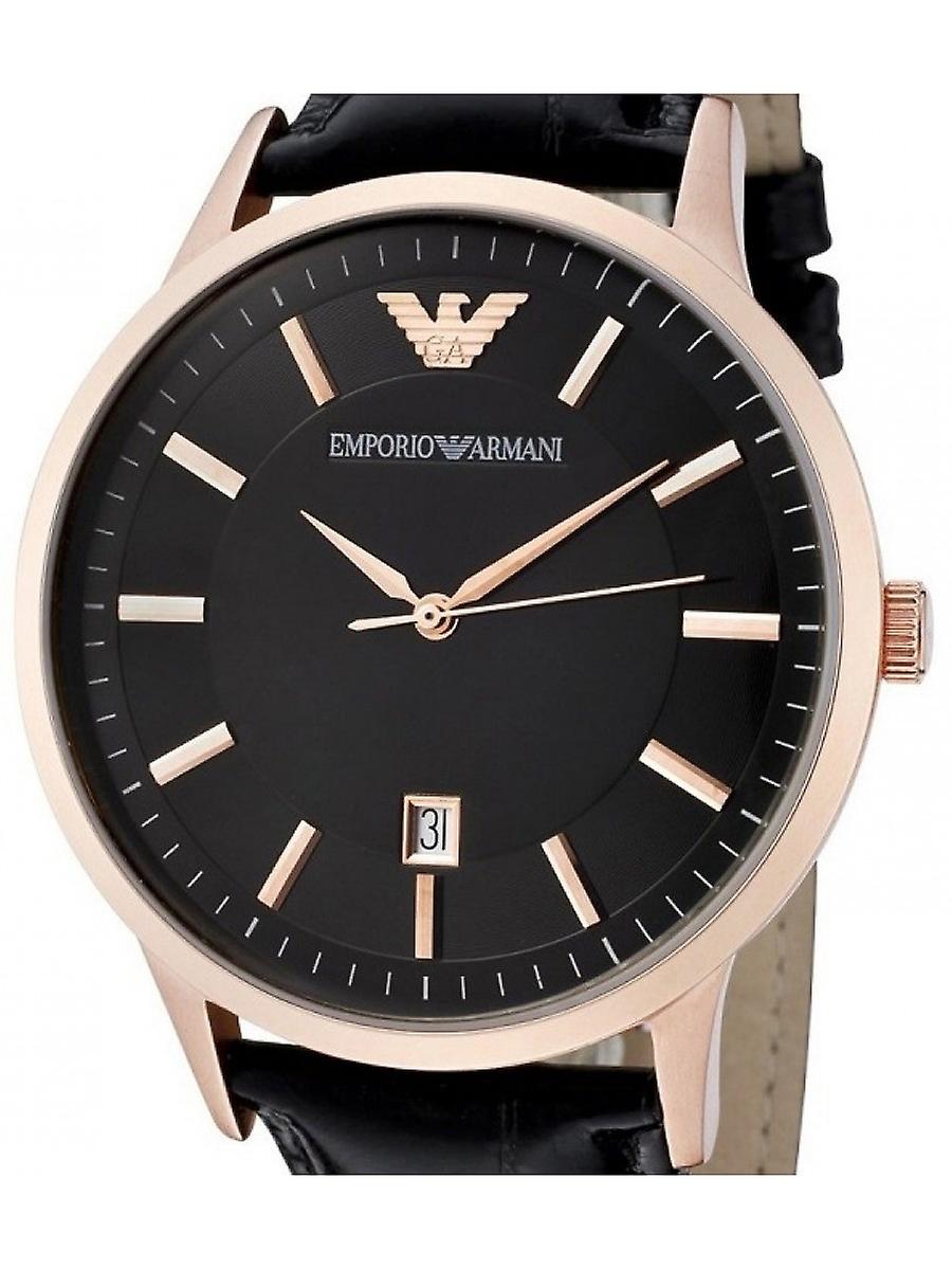  Shop Authentic Emporio Armani Renato Quartz Black Dial Black Leather Strap Watch For Men - AR2425 - Luxxuri