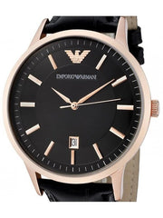  Shop Authentic Emporio Armani Renato Quartz Black Dial Black Leather Strap Watch For Men - AR2425 - Luxxuri