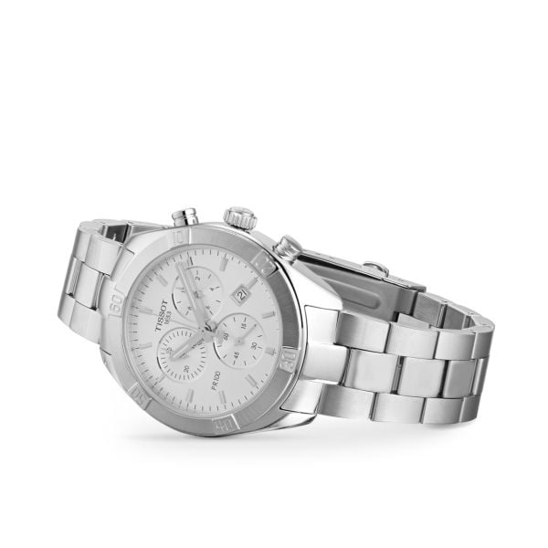  Shop Authentic Tissot PR 100 Sport Chic Chronograph Silver Dial Silver Steel Strap Watch for Women - T101.917.11.031.00 - Luxxuri