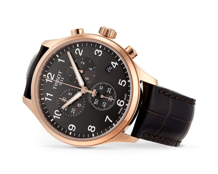  Shop Authentic Tissot Chrono XL Black Dial Brown Leather Strap Watch For Men - T116.617.36.057.01 - Luxxuri