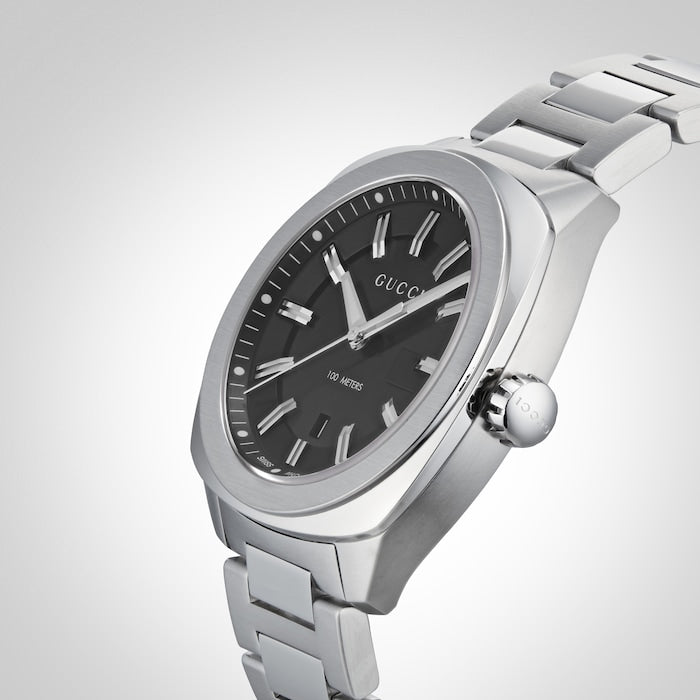  Shop Authentic Gucci GG2570 Quartz Black Dial Silver Steel Strap Watch For Men - YA142301 - Luxxuri