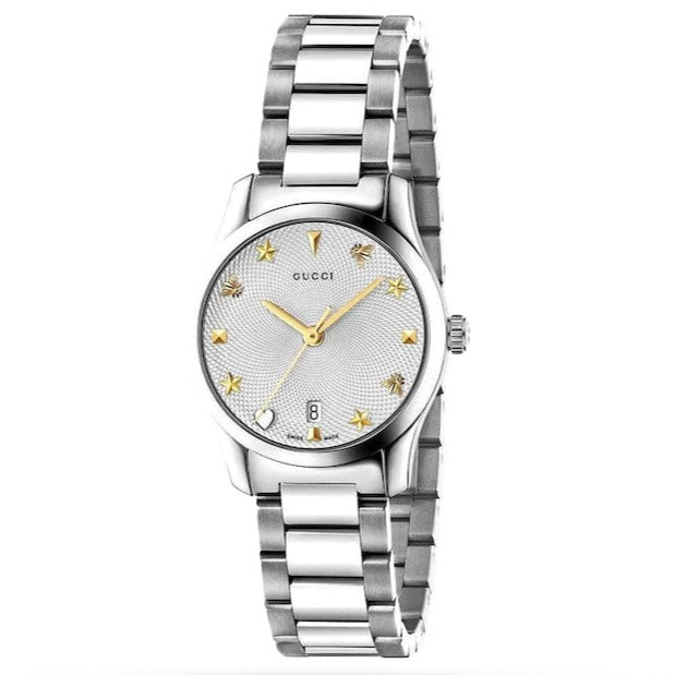  Shop Authentic Gucci G Timeless White Dial Silver Steel Strap Watch For Women - YA126572A - Luxxuri