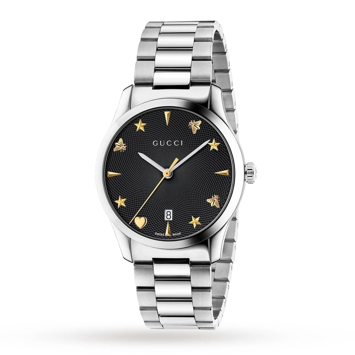  Shop Authentic Gucci G Timeless Black Dial Silver Steel Strap Watch For Women - YA1264029A - Luxxuri