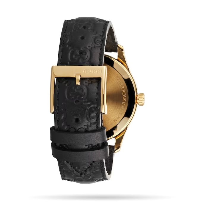  Shop Authentic Gucci G Timeless Quartz Black Dial Black Leather Strap Watch For Women - YA1264034A - Luxxuri