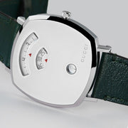  Shop Authentic Gucci Grip Quartz Silver Dial Green Leather Strap Unisex Watch - YA157406 - Luxxuri