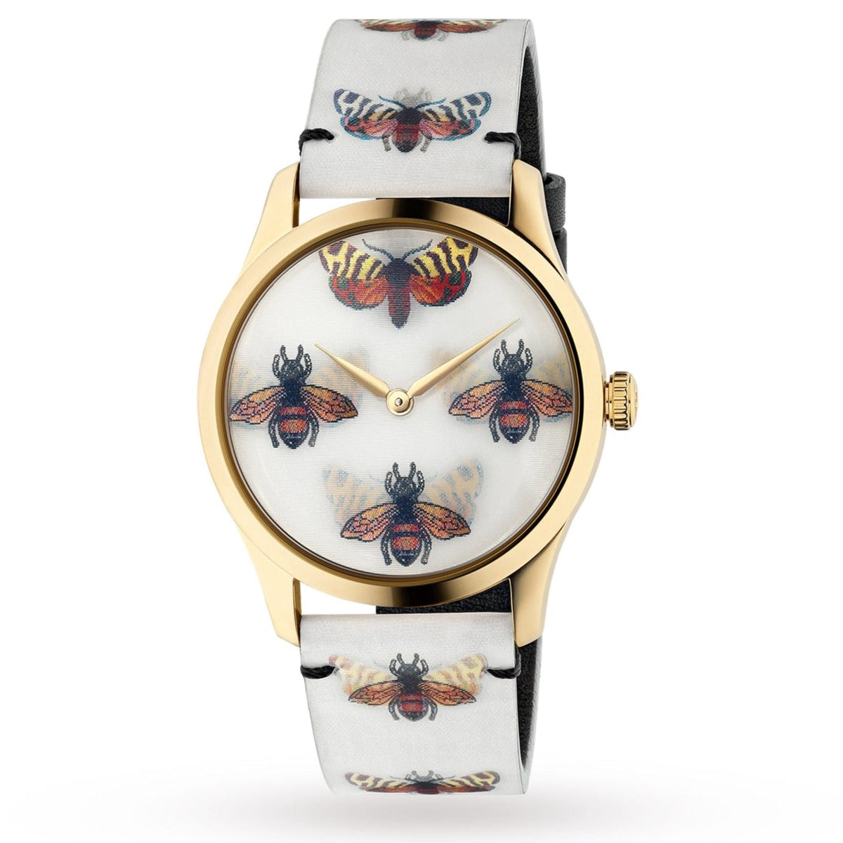 Shop Authentic Gucci G Timeless Quartz White Dial White Leather Strap Watch For Women - YA1264109 - Luxxuri