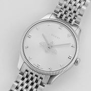  Shop Authentic Gucci G Timeless Quartz Silver Dial Silver Steel Strap Watch For Women - YA1264153 - Luxxuri