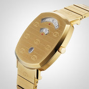  Shop Authentic Gucci Grip Quartz Yellow Gold Dial Gold Steel Strap Unisex Watch - YA157409 - Luxxuri