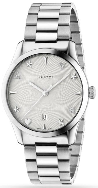  Shop Authentic Gucci G Timeless White Dial Silver Steel Strap Watch For Women - YA1264028A - Luxxuri