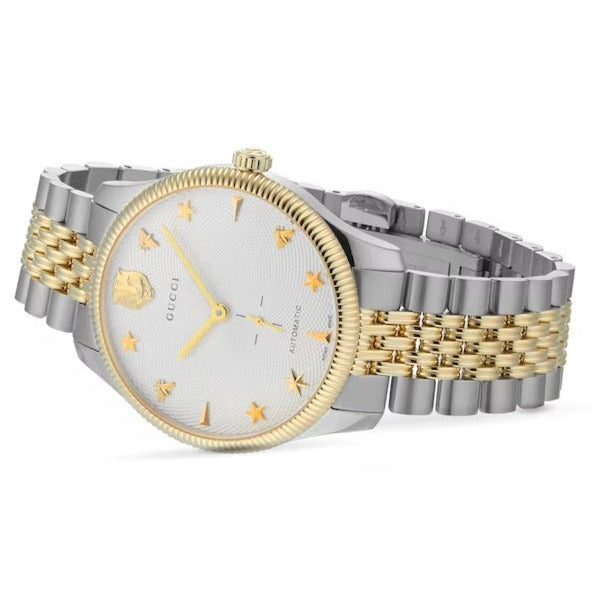  Shop Authentic Gucci G Timeless Automatic White Dial Two Tone Steel Strap Watch for Men - YA126356 - Luxxuri