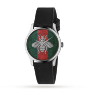  Shop Authentic Gucci G Timeless Quartz Green & Red Dial Black Leather Strap Watch For Men - YA1264149 - Luxxuri