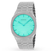  Shop Authentic Gucci 25H Quartz Turquoise Dial Silver Steel Strap Watch For Women - YA163409 - Luxxuri