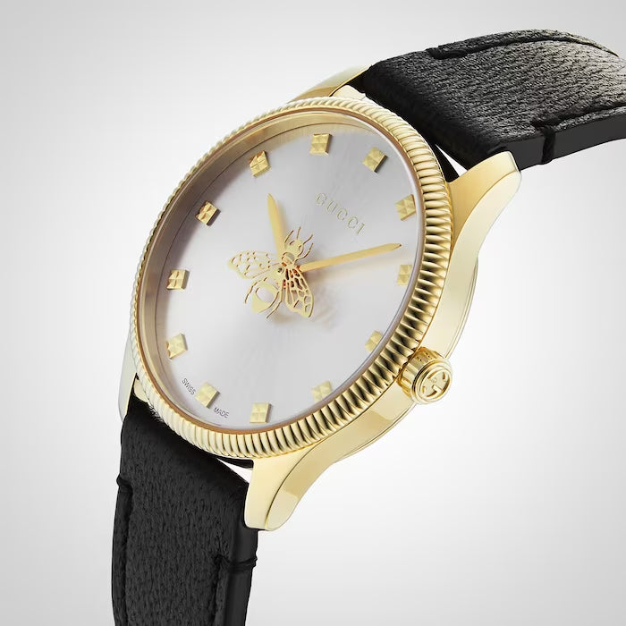  Shop Authentic Gucci G Timeless Quartz Silver Dial Black Leather Strap Watch For Women - YA1265023 - Luxxuri