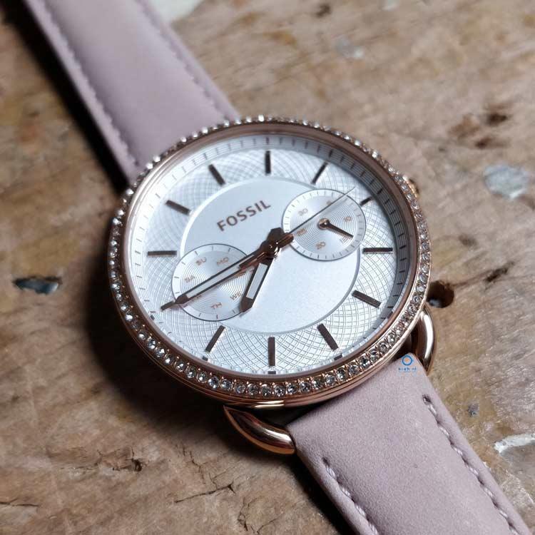  Shop Authentic Fossil Tailor Quartz White Dial Pink Leather Strap Watch for Women - ES4393 - Luxxuri