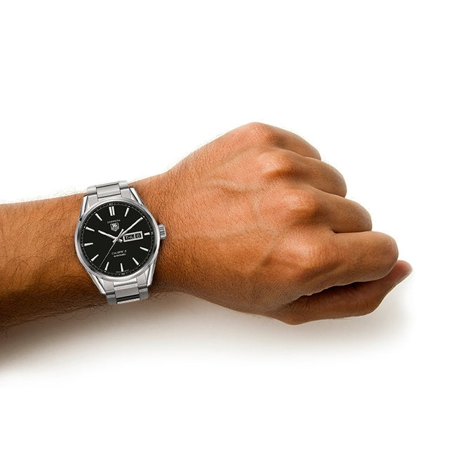  Shop Authentic Tag Heuer Carrera Calibre 5 Automatic Black Dial Silver Steel Strap Watch for Men - WAR201A.BA0723 - Luxxuri
