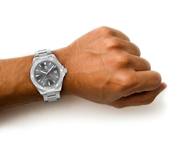  Shop Authentic Tag Heuer Aquaracer Automatic Anthracite Grey Dial Silver Steel Strap Watch for Men - WAY2113.BA0928 - Luxxuri