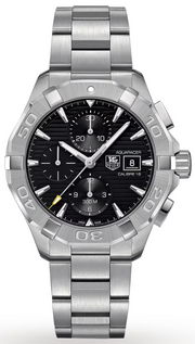  Shop Authentic Tag Heuer Aquaracer Automatic Chronograph Black Dial Silver Steel Strap Watch for Men - CAY2110.BA0927 - Luxxuri