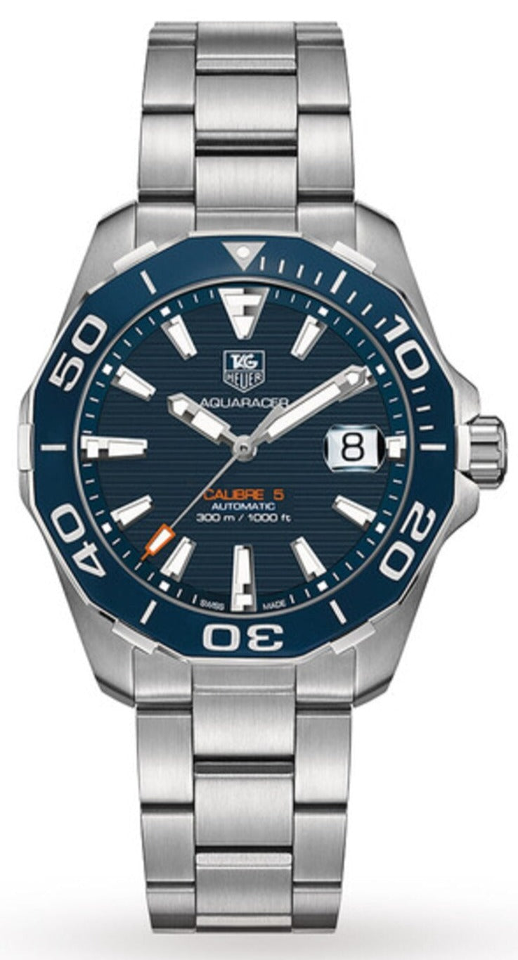  Shop Authentic Tag Heuer Aquaracer Calibre 5 Blue Dial Silver Steel Strap Watch for Men - WAY211C.BA0928 - Luxxuri