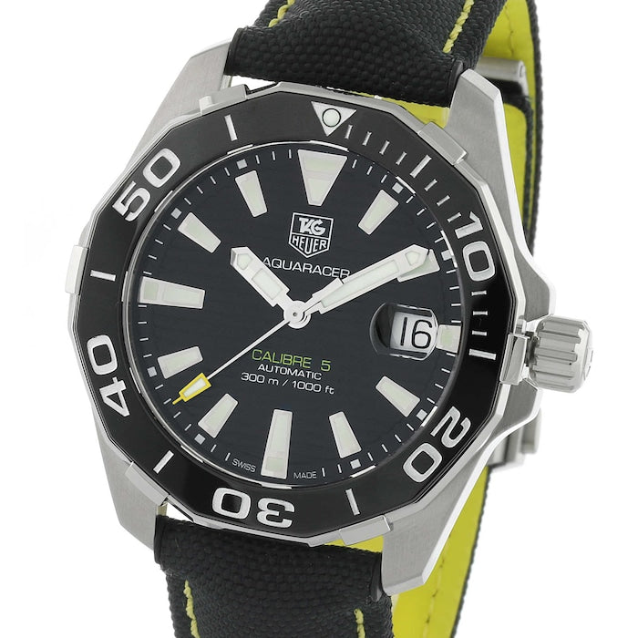  Shop Authentic Tag Heuer Aquaracer Calibre 5 Automatic Black Dial Black Nylon Strap Watch for Men - WAY211A.FC6362 - Luxxuri