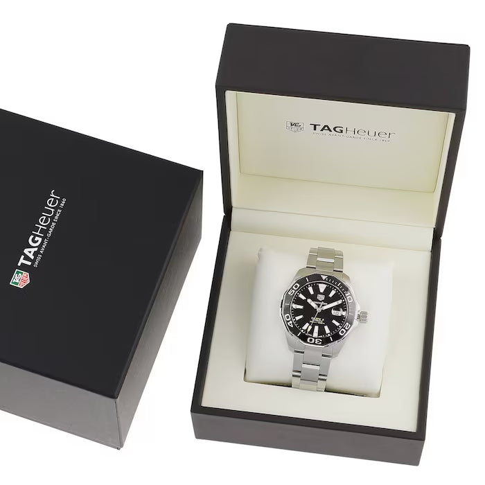  Shop Authentic Tag Heuer Aquaracer Caliber 5 Black Dial Silver Steel Strap Watch for Men - WAY201A .BA0927 - Luxxuri