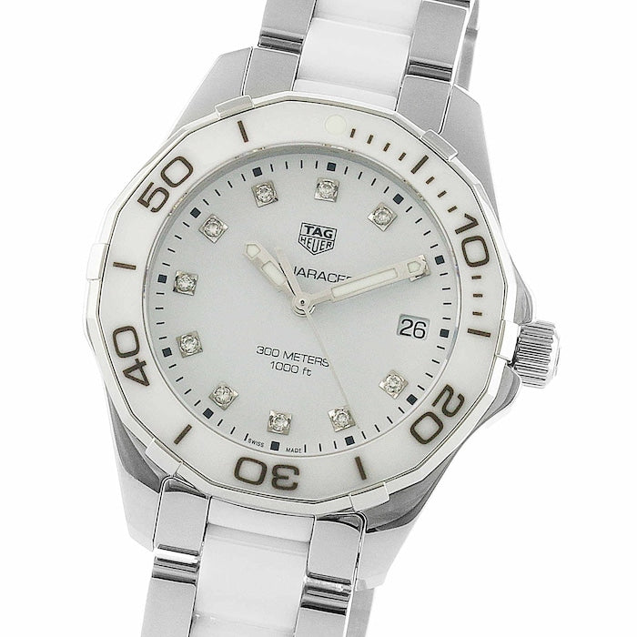  Shop Authentic Tag Heuer Aquaracer Diamonds White Dial Two Tone Steel Strap Watch for Women - WAY131D.BA0914 - Luxxuri