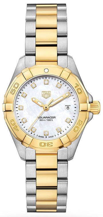  Shop Authentic Tag Heuer Aquaracer Diamonds Mother of Pearl Dial Two Tone Steel Strap Watch for Men - WBD1422.BB0321 - Luxxuri