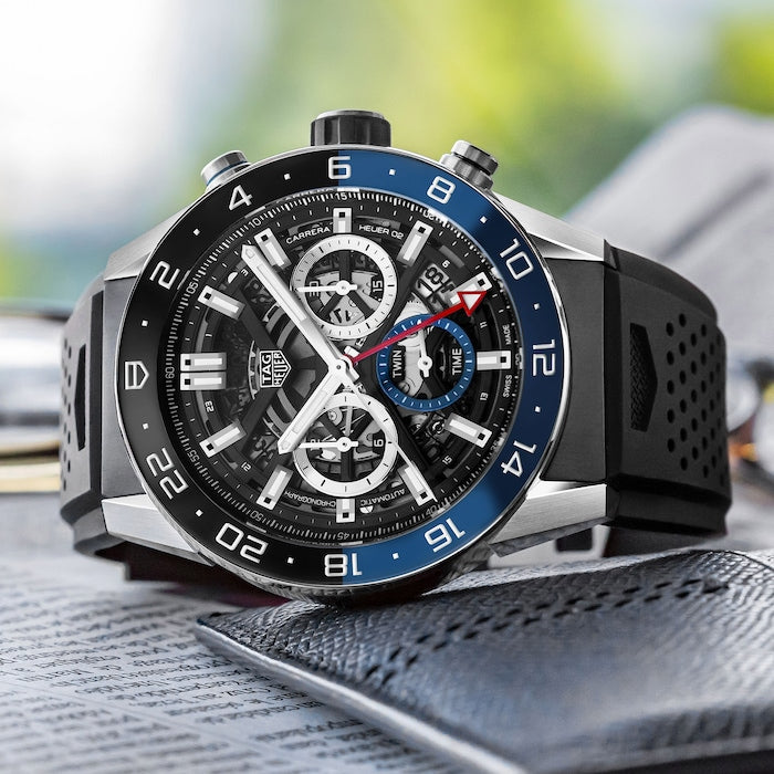  Shop Authentic Tag Heuer Carrera Automatic Chronograph Steel & Ceramic Black Dial Black Rubber Strap Watch for Men - CBG2A1Z.FT6157 - Luxxuri