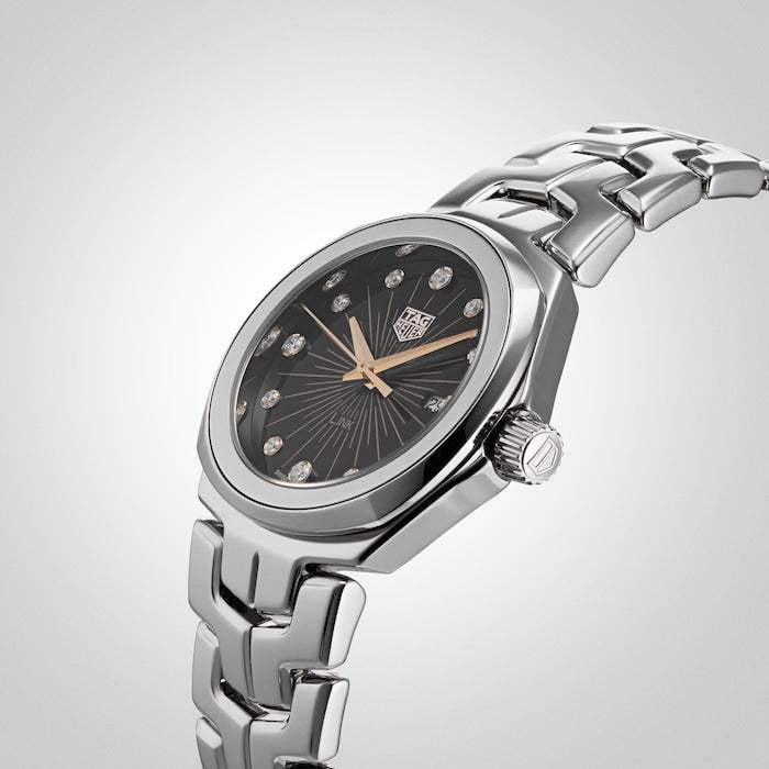  Shop Authentic Tag Heuer Link Quartz Black Dial Silver Steel Strap Watch for Women - WBC131F.BA0649 - Luxxuri