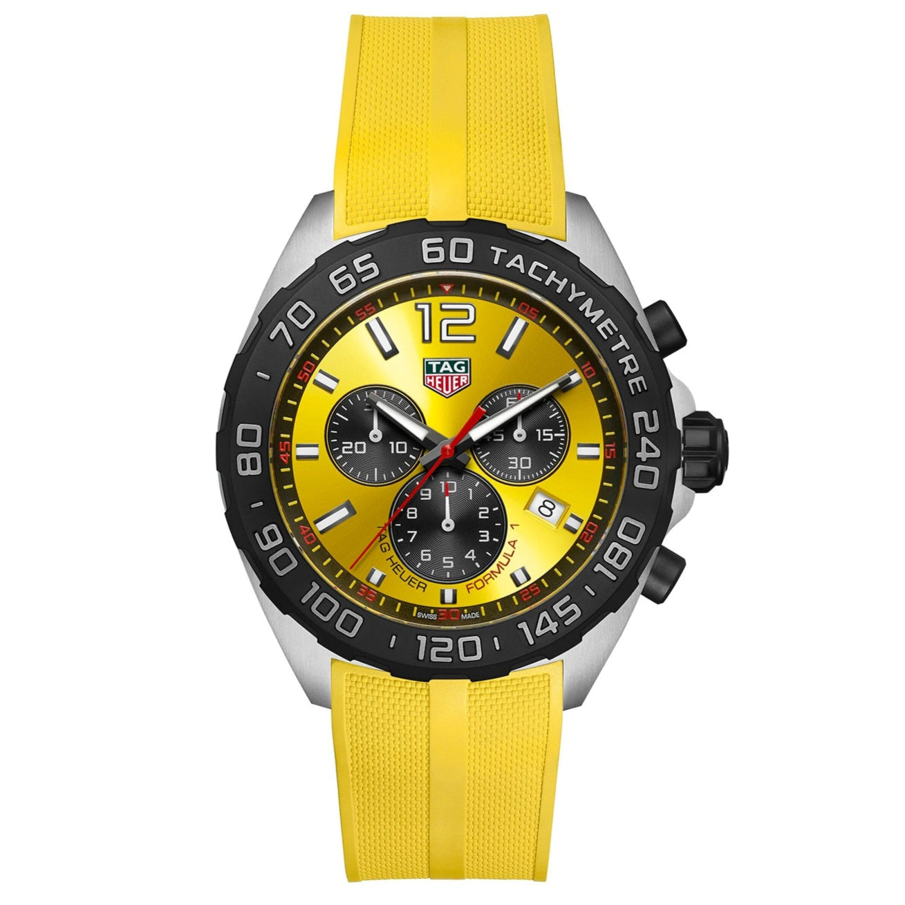  Shop Authentic Tag Heuer Formula 1 Chronograph Yellow Dial Yellow Rubber Strap Watch for Men - CAZ101AM.FT8054 - Luxxuri