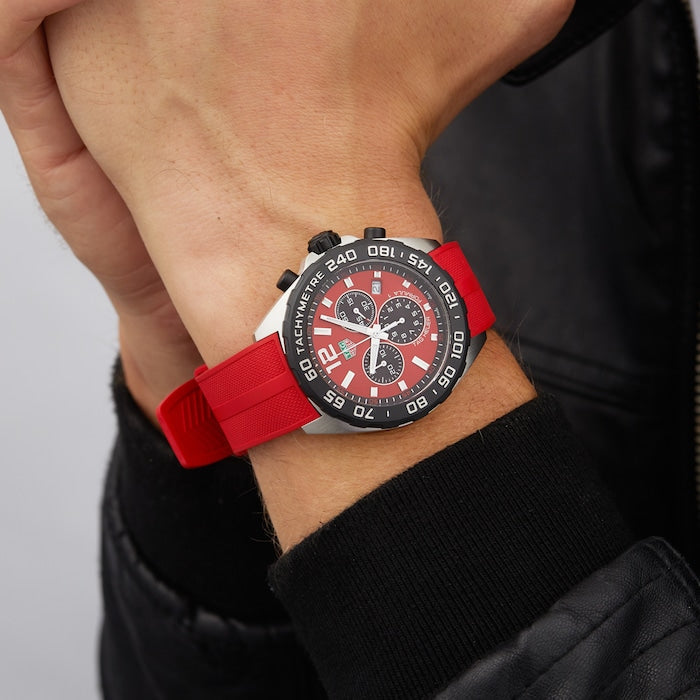 Shop Authentic Tag Heuer Formula 1 Chronograph Red Dial Red Rubber Strap Watch for Men - CAZ101AN.FT8055 - Luxxuri