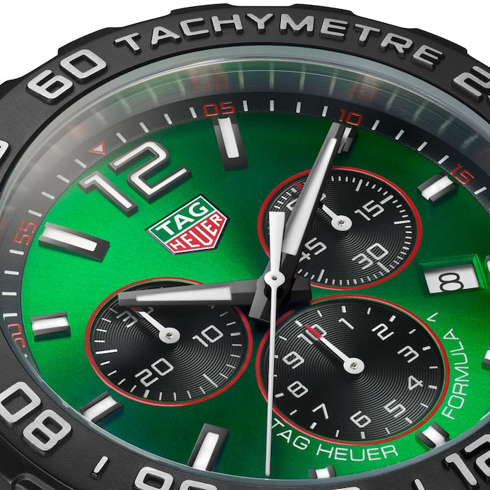  Shop Authentic Tag Heuer Formula 1 Chronograph Green Dial Green Rubber Strap Watch for Men - CAZ101AP.FT8056 - Luxxuri