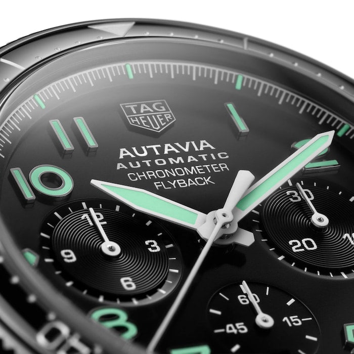  Shop Authentic Tag Heuer Autavia Chronometer Flyback Chronograph Black Dial Black Leather Strap Watch for Men - CBE511C.FC8280 - Luxxuri