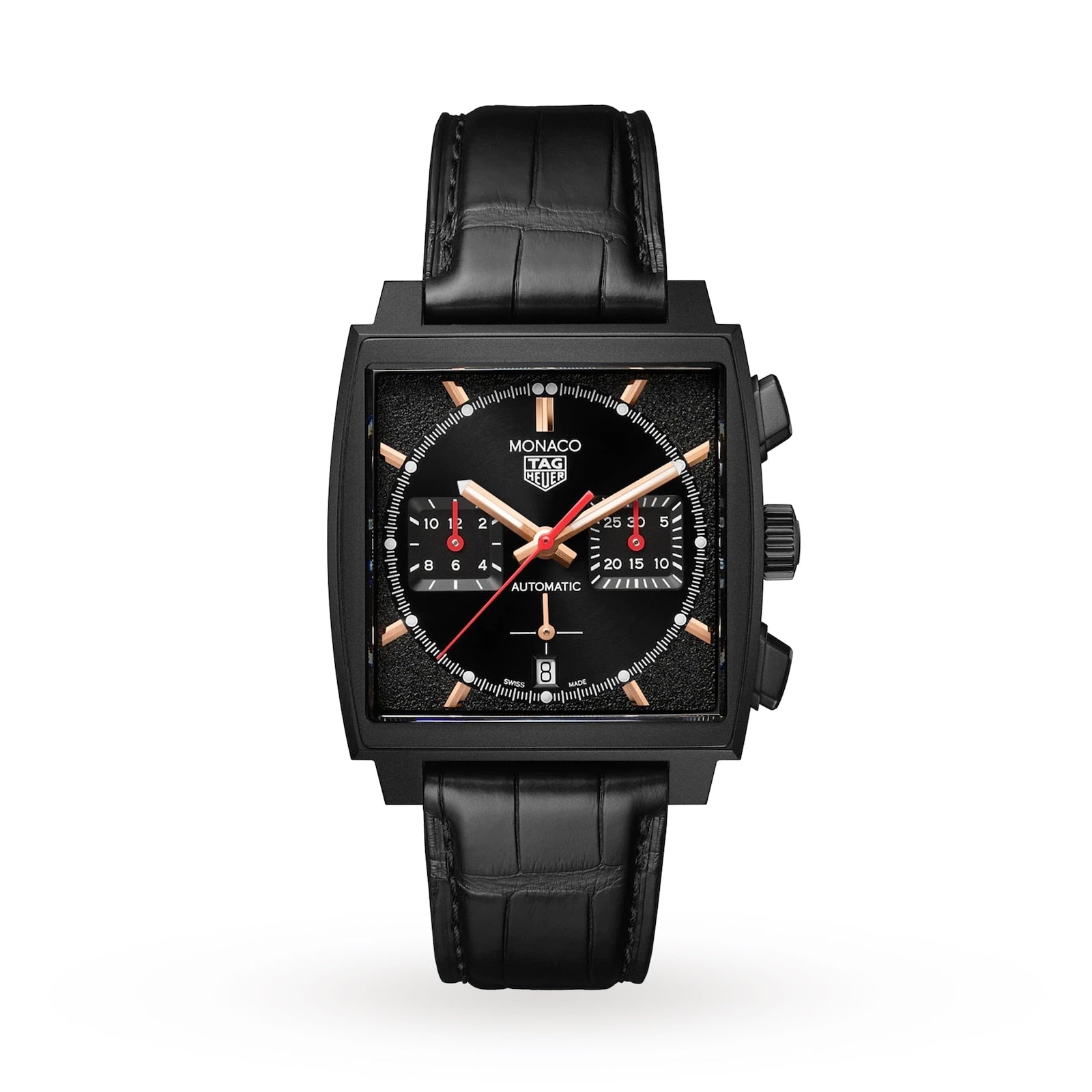  Shop Authentic Tag Heuer Monaco Automatic Chronograph Black Dial Black Leather Strap Watch for Men - CBL2180.FC6497 - Luxxuri