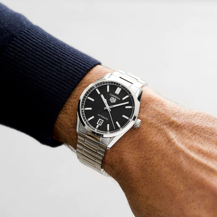  Shop Authentic Tag Heuer Carrera Date Black Dial Silver Steel Strap Watch for Men - WBN2110.BA0639 - Luxxuri