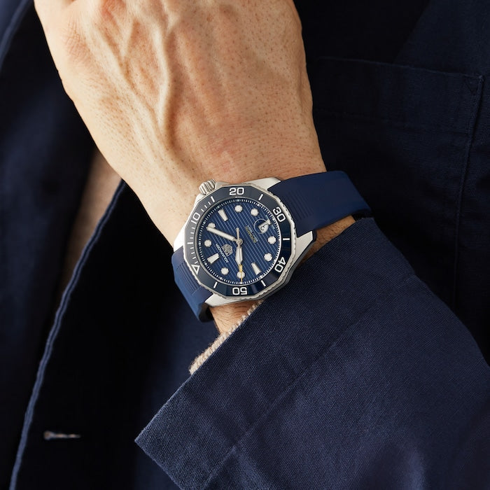  Shop Authentic Tag Heuer Aquaracer Professional 300 Automatic Blue Dial Blue Rubber Strap Watch for Men - WBP201B.FT6198 - Luxxuri