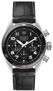  Shop Authentic Tag Heuer Autavia Chronometer Flyback Automatic Chronograph Black Dial Black Leather Strap Watch for Men - CBE511A.FC8279 - Luxxuri