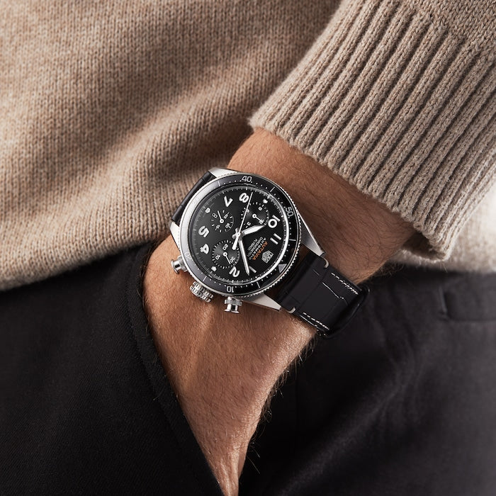  Shop Authentic Tag Heuer Autavia Chronometer Flyback Automatic Chronograph Black Dial Black Leather Strap Watch for Men - CBE511A.FC8279 - Luxxuri