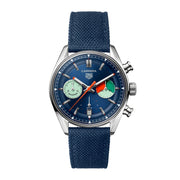  Shop Authentic Tag Heuer Carrera Skipper Automatic Chronograph Blue Dial Blue Nylon Strap Watch for Men - CBS2213.FN6002 - Luxxuri
