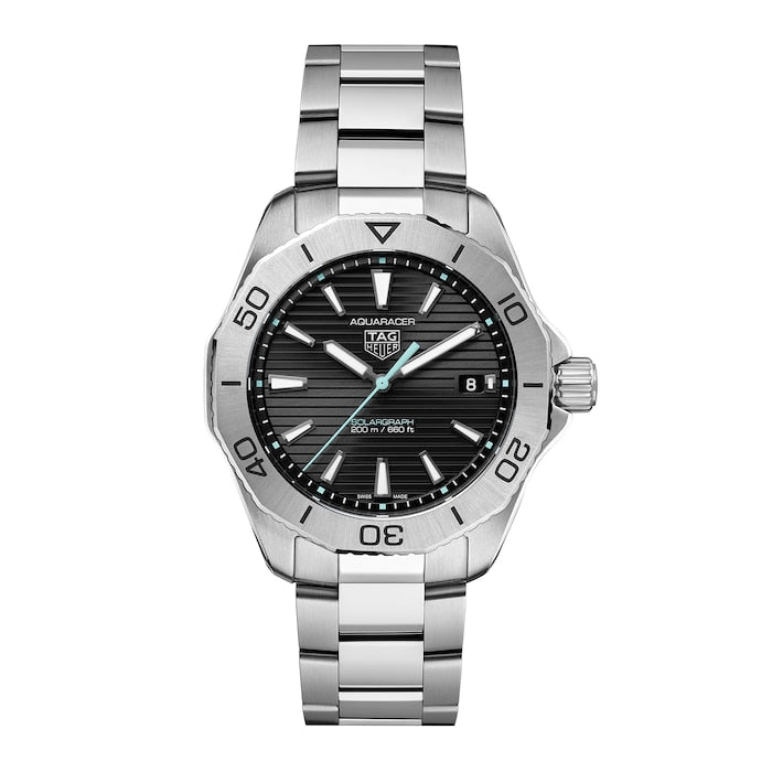  Shop Authentic Tag Heuer Aquaracer Professional 200 Solargraph Quartz Black Dial Silver Steel Strap Watch for Men - WBP1114.BA0000 - Luxxuri