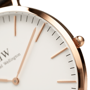  Shop Authentic Daniel Wellington Classic York White Dial Brown Leather Strap Watch For Women - DW00100038 - Luxxuri